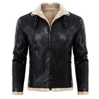 Herren stilvolle Kunstlederjacke mit warmem Innenfutter R&B