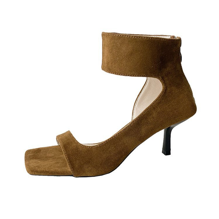 Damen elegante High Heel Sandalen mit breitem Fesselriemen R&B