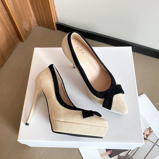 Damen elegante Pumps mit modischer Schleifenverzierung R&B