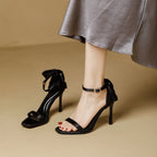 Damen elegante Hochhackige Sandalen mit raffiniertem Schleifenakzent