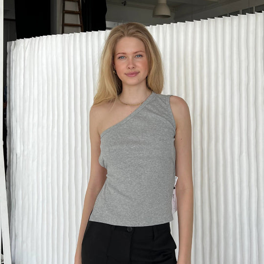 Damen asymmetrisches Rib-Top R&B