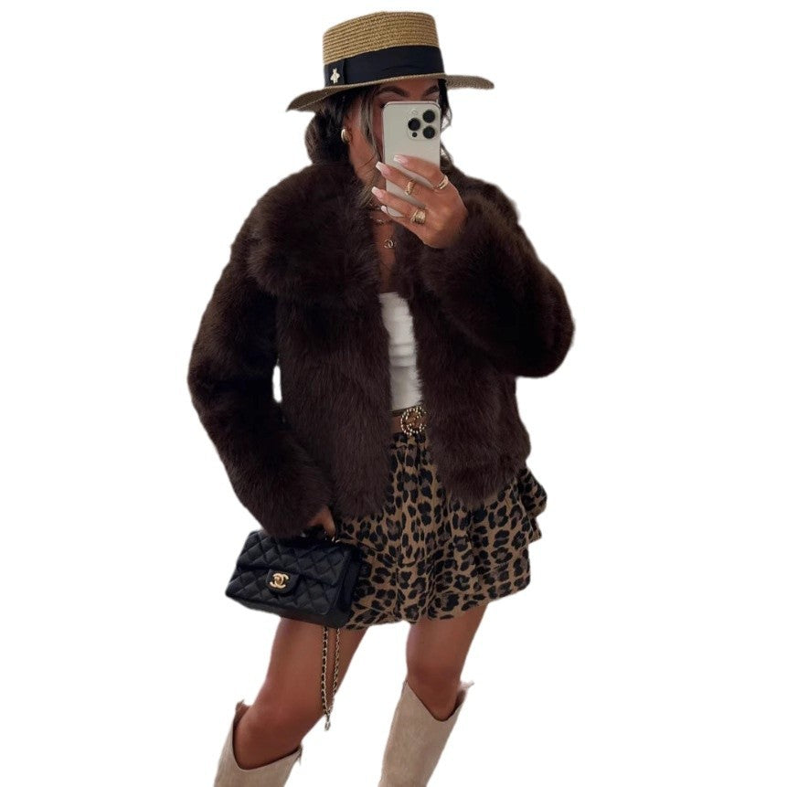Damen Kuschelige Felljacke R&B