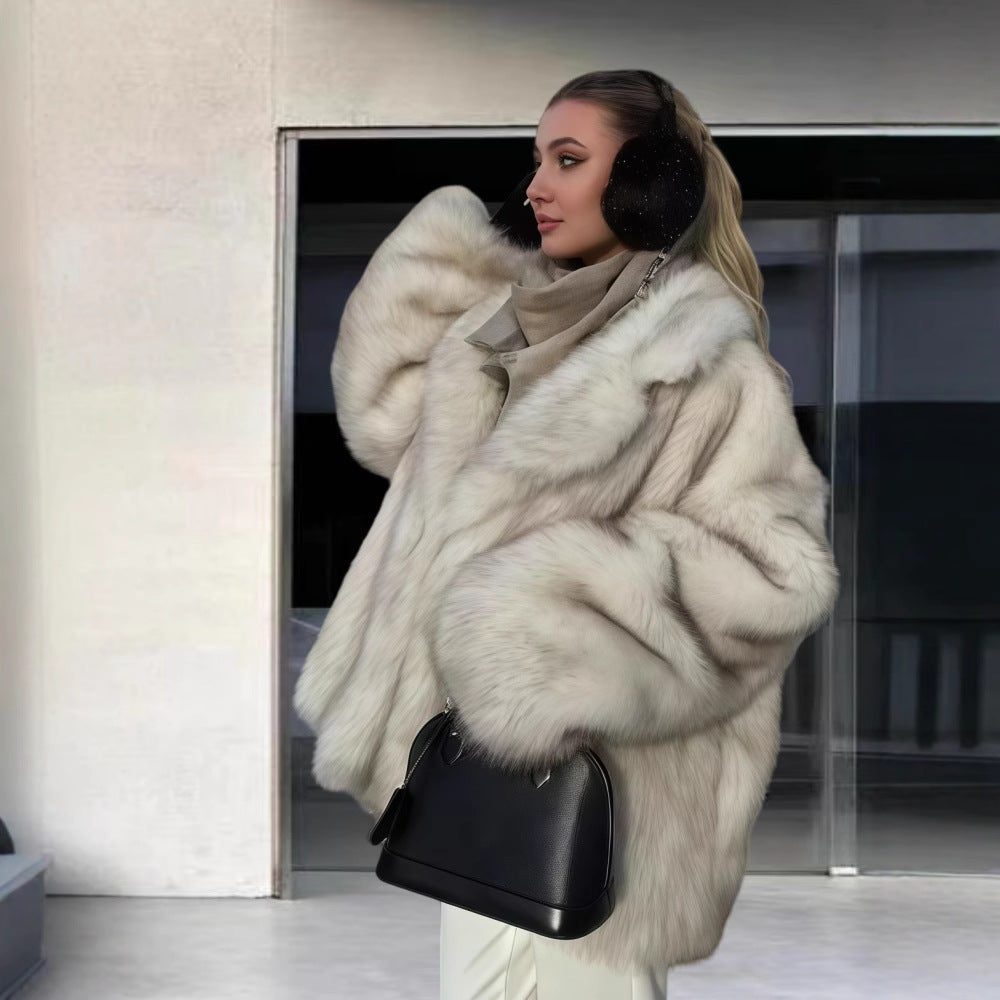 Damen Elegante Kunstpelzjacke mit funkelnden Akzenten R&B