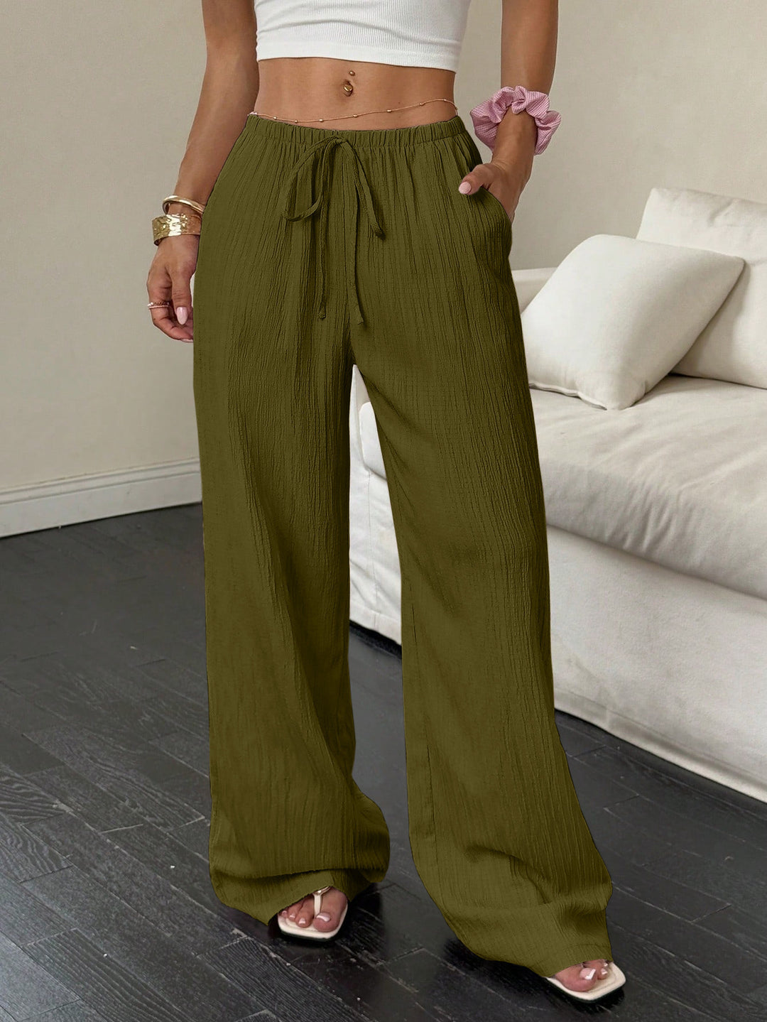 DamenWeit geschnittene Freizeit-Hose mit komfortablem Gummibund und praktischen Taschen R&B