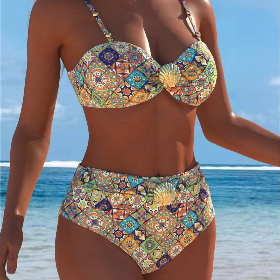 Damen Bikini-Set mit elegantem Balconette-Oberteil und hoch geschnittenen Badeshorts R&B