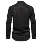 Herren Modisches Langarm-Hemd mit asymmetrischem Kragen und eleganten Knopfdetails