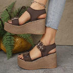Damen Wedge-Sandalen mit verstellbaren Schnallen und rutschfester Sohle R&B