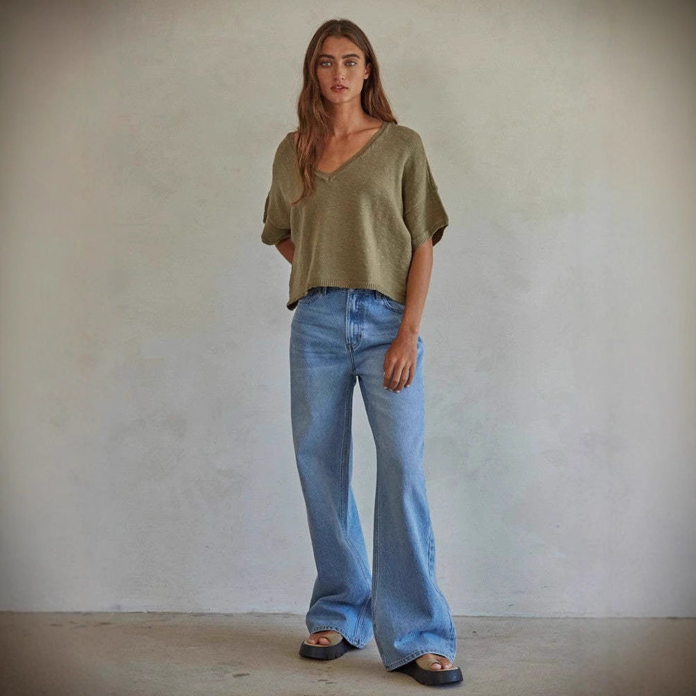 Damen Weite High-Waist Jeans