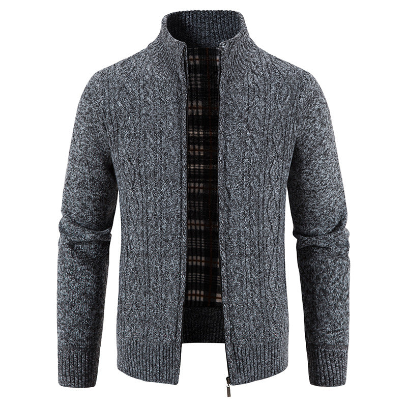 Herren Strickjacke mit hochschließendem Kragen und strukturiertem Design R&B