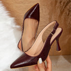 Damen Slingback-Pumps mit aufregendem Schlangenleder-Design und elegantem Absatz R&B