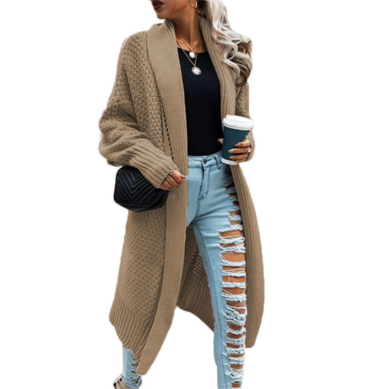 Damen Strickmantel im urbanen Look mit offenem Schnitt und strukturierter Textur R&B