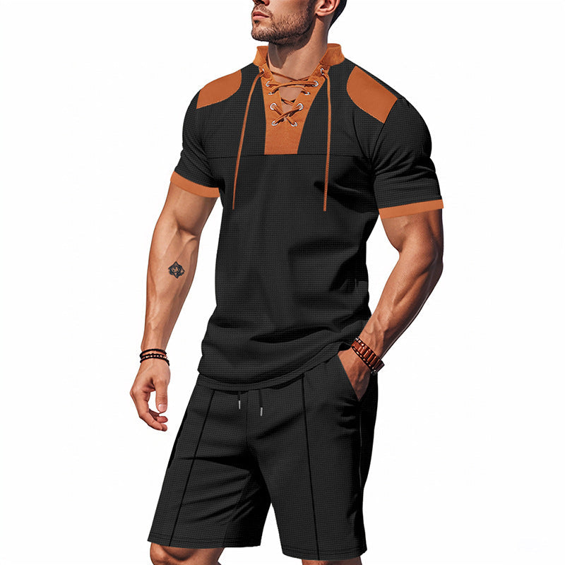 Herren lässiges Sport-Set mit dezenten Kontrastdetails und funktionalem Kragen