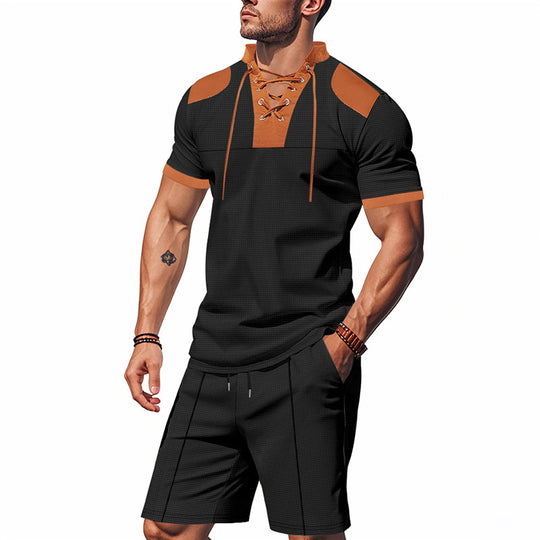 Herren lässiges Sport-Set mit dezenten Kontrastdetails und funktionalem Kragen R&B