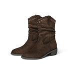 Damen modische Stiefeletten im Antik-Look mit dekorativen Nieten und flexiblem Schaft R&B