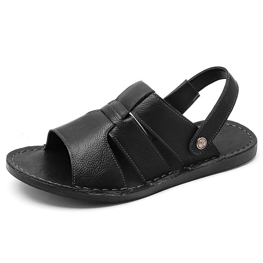 Herren Bequeme und elegante Leder-Sandalen mit verstellbarem Riemensystem R&B