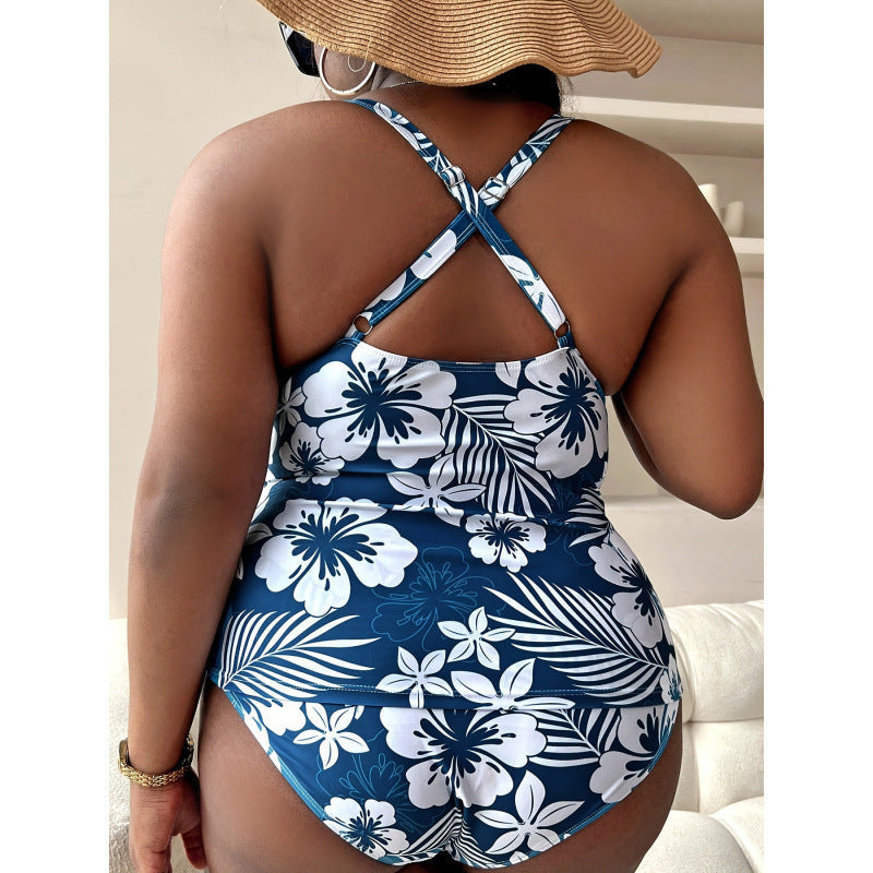 Damen Einteiler Badeanzug mit floralem Wickeldesign und figurformendem Schnitt R&B