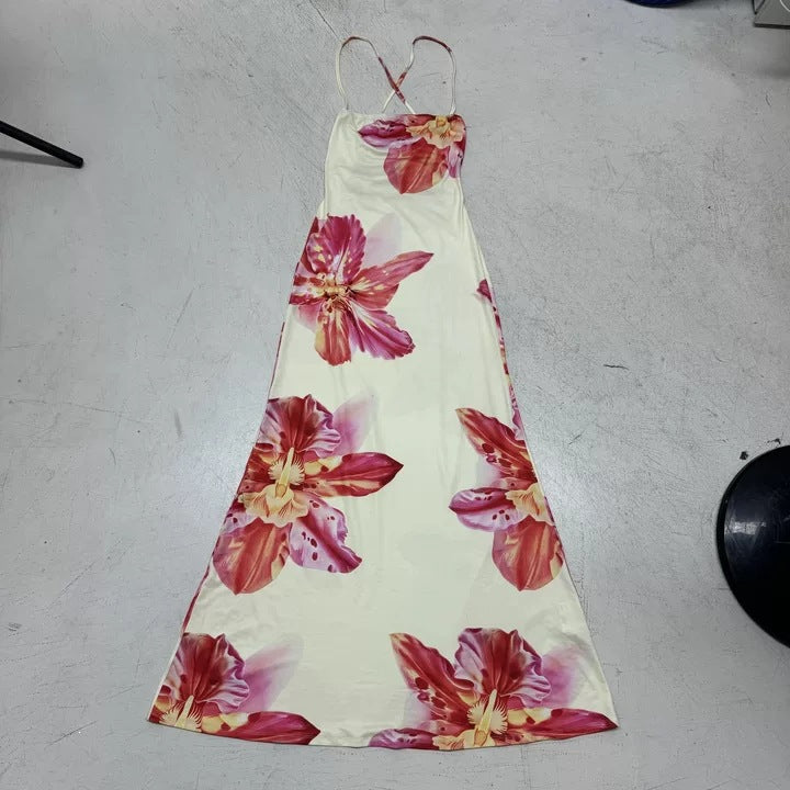 Damen Maxikleid mit floralem Design und Spaghettiträgern R&B