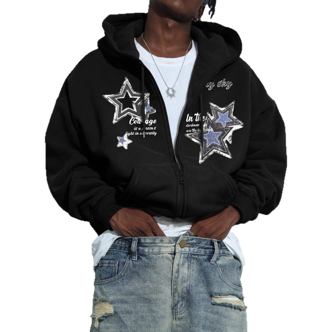 Herren Kapuzenjacke mit praktischem Reißverschluss und stylischem Sternenmotiv R&B