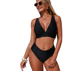 Damen Hochtailliertes Bikini-Set mit dekorativem Wellensaum R&B
