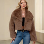 Damen Modische Kunstpelzjacke mit weitem Schnitt R&B