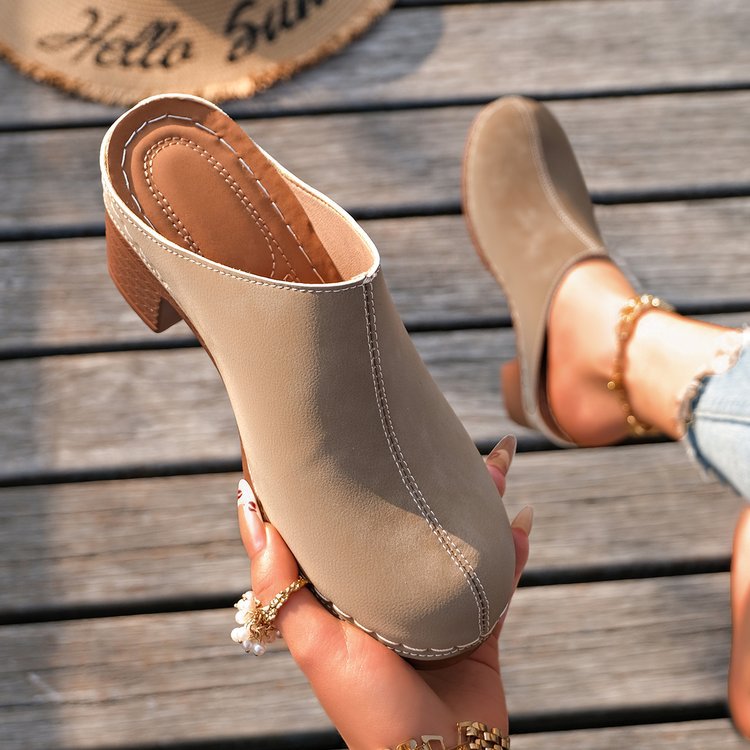 Damen Komfortable Clogs mit blockförmigem Absatz R&B