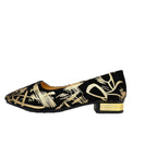 Damen Elegante Ballerinas mit extravaganten Goldakzenten R&B