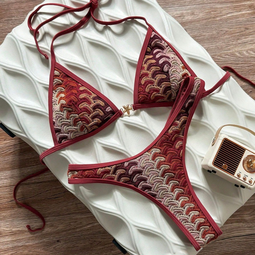 Damen Triangel-Bikini mit eleganter Rippstruktur R&B