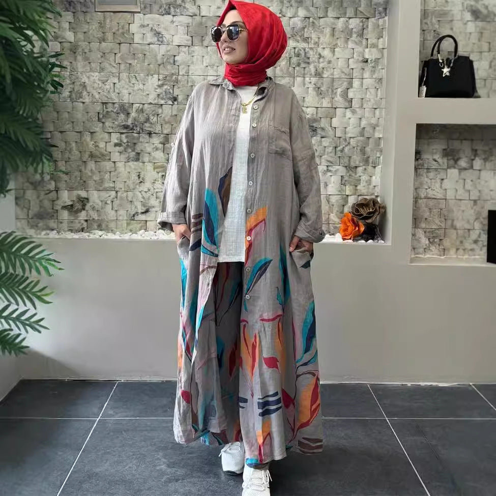 Damen Lange Bluse mit floralem Design R&B