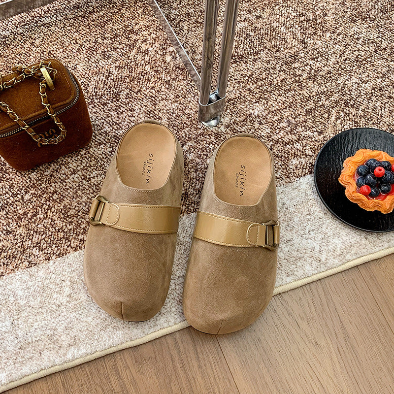 Damen Clogs aus hochwertigem Wildleder mit modischem Schnallenverschluss R&B