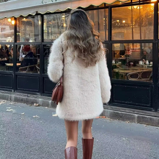 Damen Kuschelige Teddyjacke mit elegantem Revers und großzügigen Taschen R&B