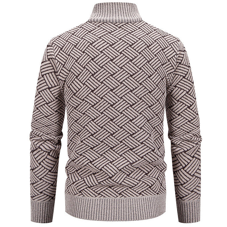 Herren modische Strickjacke mit hochgeschlossenem Kragen und Reißverschluss R&B