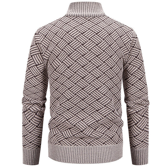 Herren modische Strickjacke mit hochgeschlossenem Kragen und Reißverschluss R&B