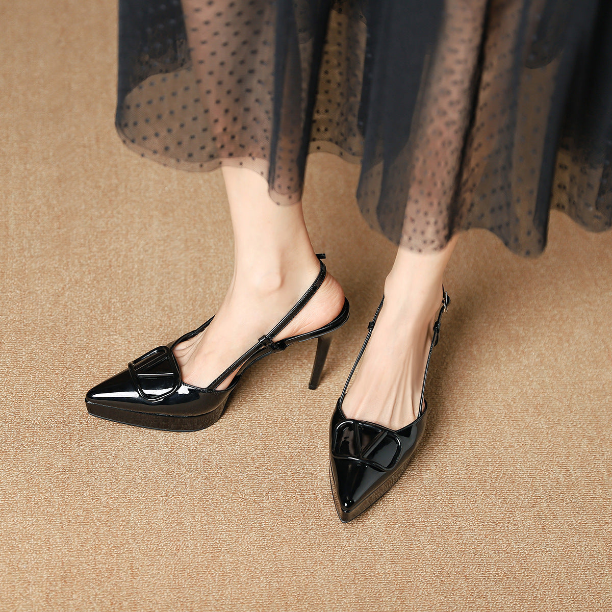Damen Slingback Pumps mit elegantem Riemen und modischem Schleifenakzent R&B