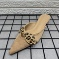 Damen elegante Slingback-Mules mit Leoparden-Schleifenverzierung