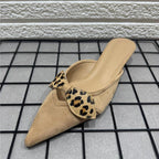 Damen elegante Slingback-Mules mit Leoparden-Schleifenverzierung R&B