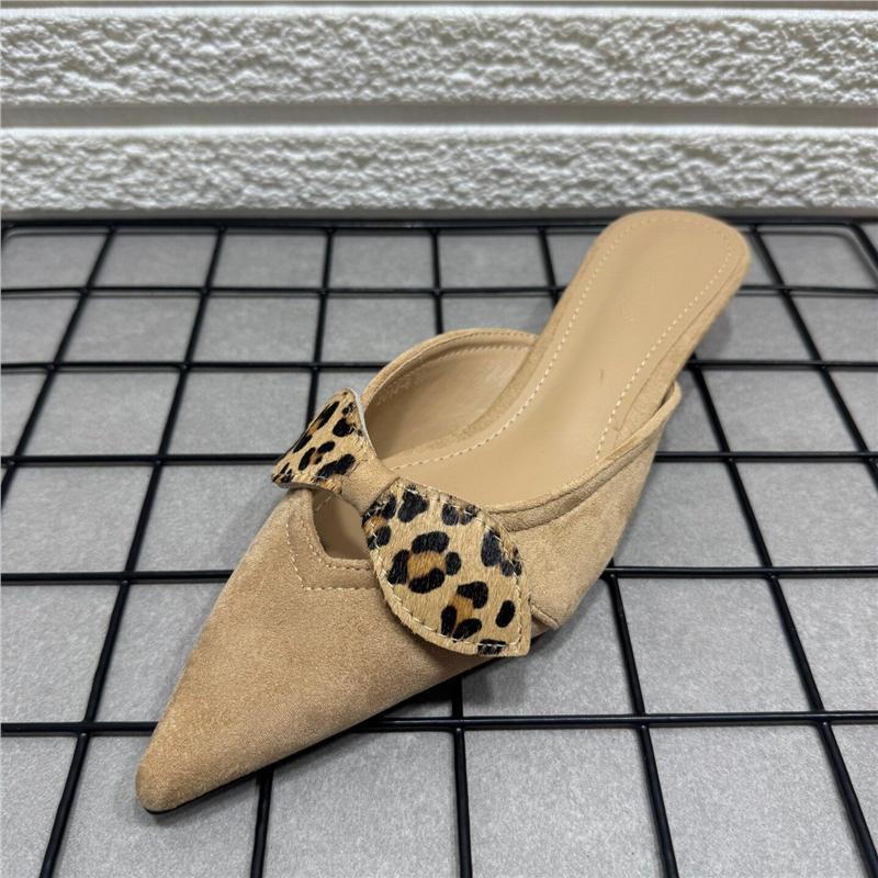 Damen elegante Slingback-Mules mit Leoparden-Schleifenverzierung R&B