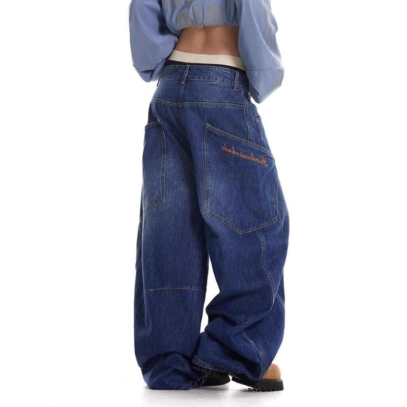 Damen Baggy-Jeans mit weitem Schnitt und praktischen Cargotaschen R&B