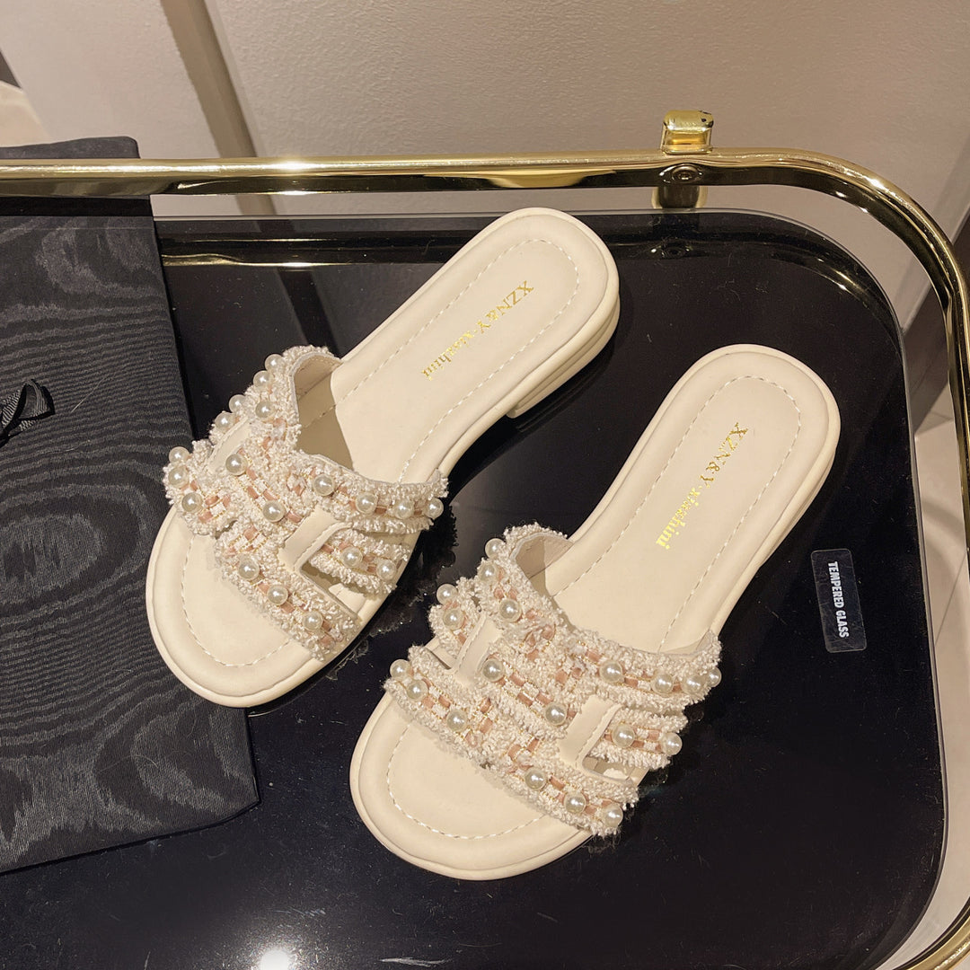 Damen Glamouröse Sandalen mit luxuriösen Perlenapplikationen R&B