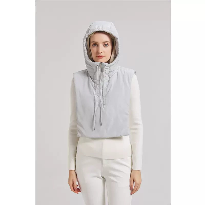 Damen Kapuzenweste mit hohem Kragen und verstellbarem Saum R&B