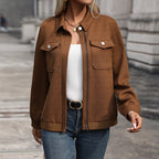 Damen moderner Utility-Jacke mit strukturiertem Obermaterial und praktischen Taschen