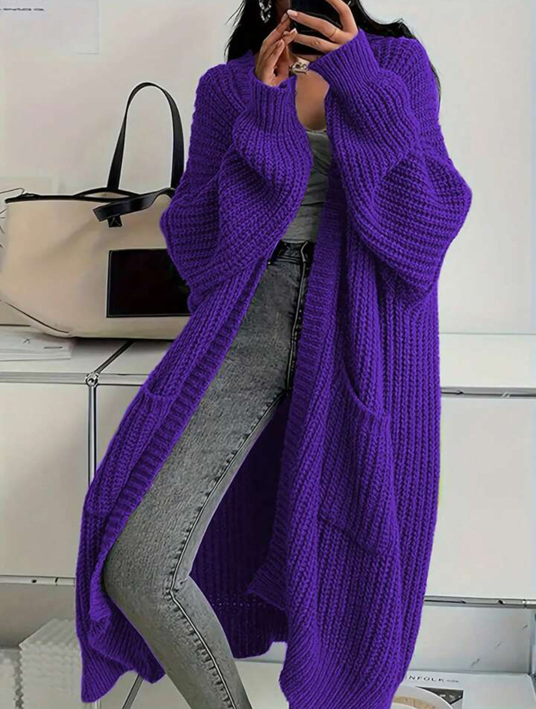 Damen Strickmantel im Oversized-Stil R&B