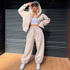 Damen lässiger Hoodie- und Jogginghose-Anzug mit elastischem Bund und bequemen Taschen