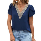 Damen Bluse mit eleganter Spitze und modernen Puffärmeln R&B