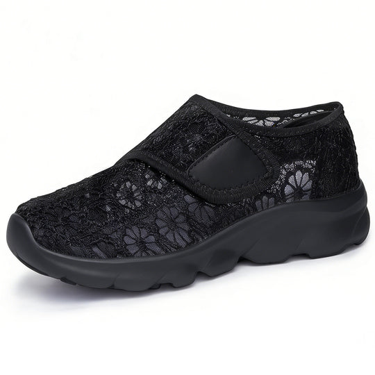 Damen modische Hausschühchen mit elastischem Klettverschluss und floralem Design R&B