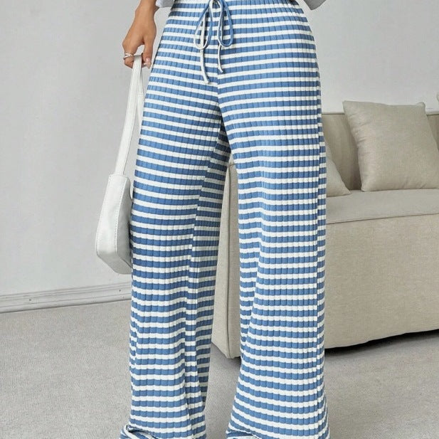 Damen weite Karohose mit elastischem Bund und verstellbarem Kordelzug R&B