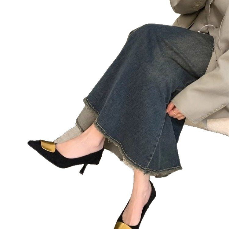 Damen elegante Pumps mit goldener Schnalle R&B
