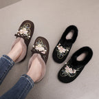 Damen Kuschelige Hausschuhe mit floralen Applikationen und weichem Kunstfell