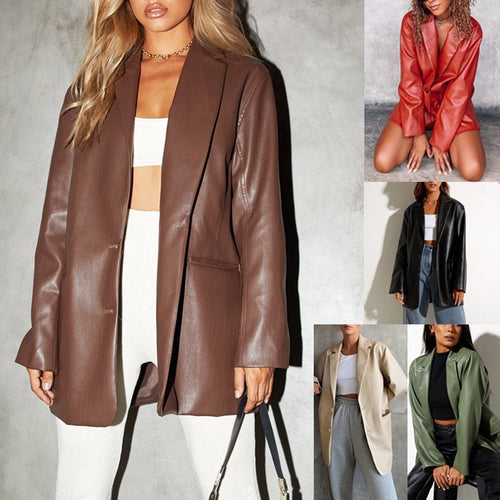 Damen elegante und stilvolle Kunstlederjacke R&B