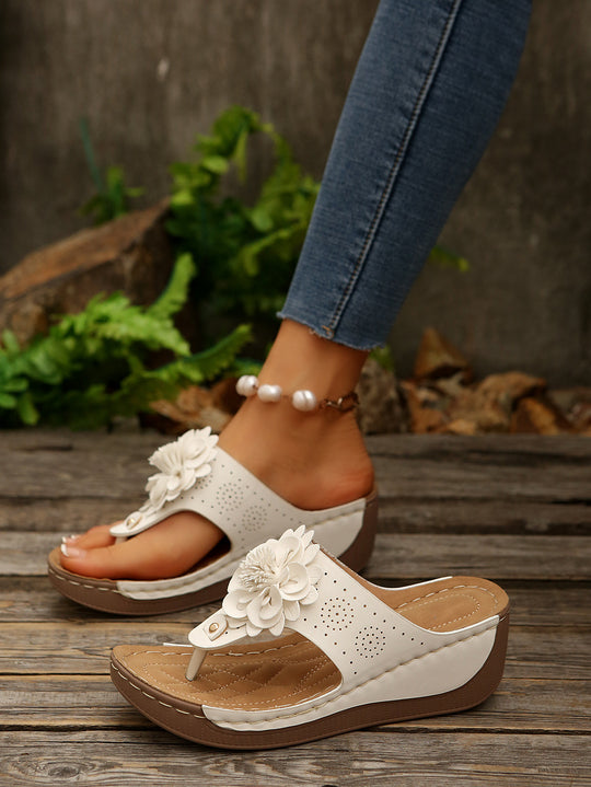 Damen Wedge-Sandalen mit floralen Akzenten und atmungsaktivem Obermaterial R&B
