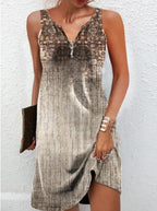 Damen, lässiges Sommerkleid mit V-Ausschnitt und asymmetrischem Saum R&B